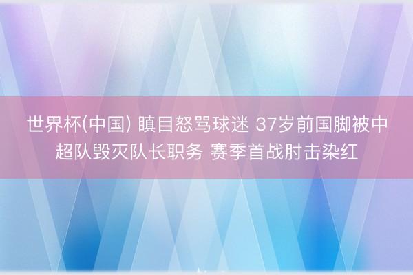 世界杯(中国) 瞋目怒骂球迷 37岁前国脚被中超队毁灭队长职务 赛季首战肘击染红