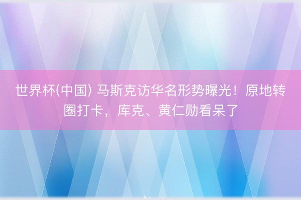 世界杯(中国) 马斯克访华名形势曝光！原地转圈打卡，库克、黄仁勋看呆了