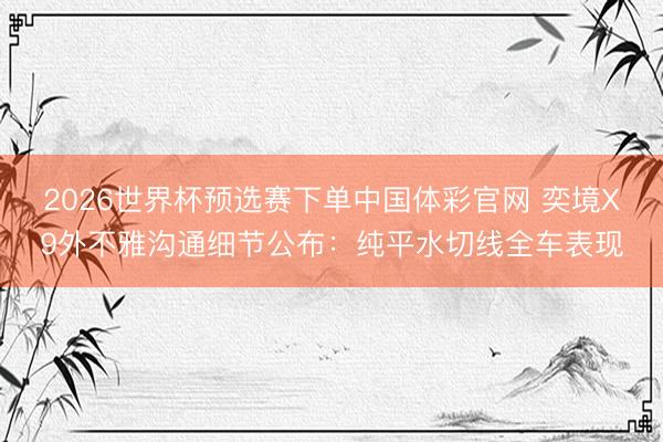 2026世界杯预选赛下单中国体彩官网 奕境X9外不雅沟通细节公布：纯平水切线全车表现