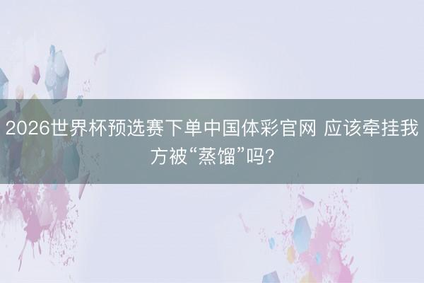 2026世界杯预选赛下单中国体彩官网 应该牵挂我方被“蒸馏”吗？