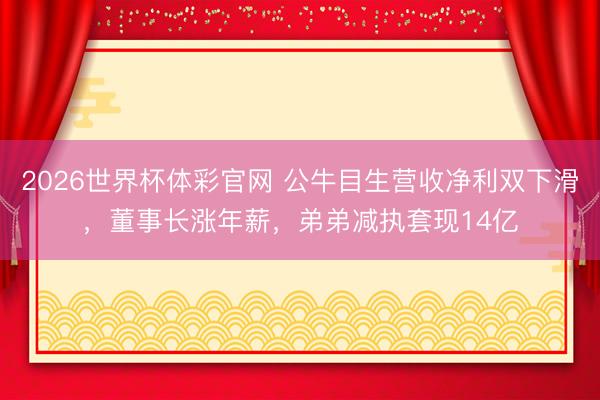 2026世界杯体彩官网 公牛目生营收净利双下滑，董事长涨年薪，弟弟减执套现14亿