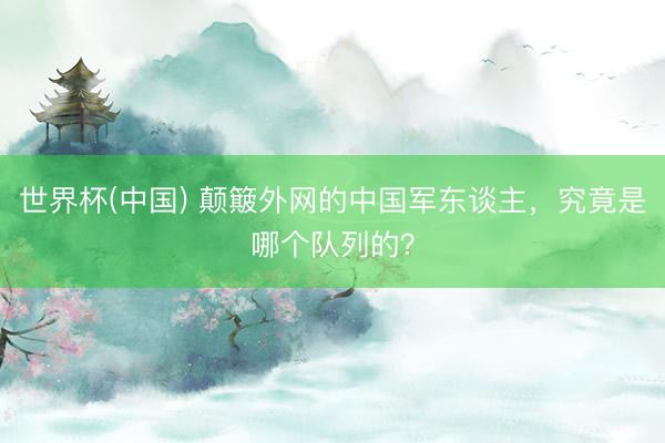 世界杯(中国) 颠簸外网的中国军东谈主，究竟是哪个队列的？