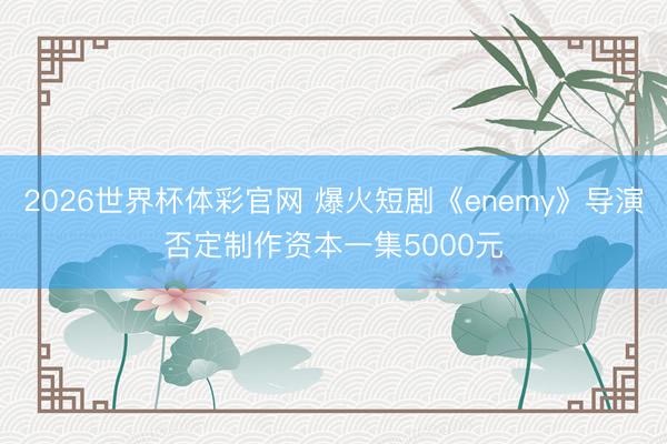 2026世界杯体彩官网 爆火短剧《enemy》导演否定制作资本一集5000元