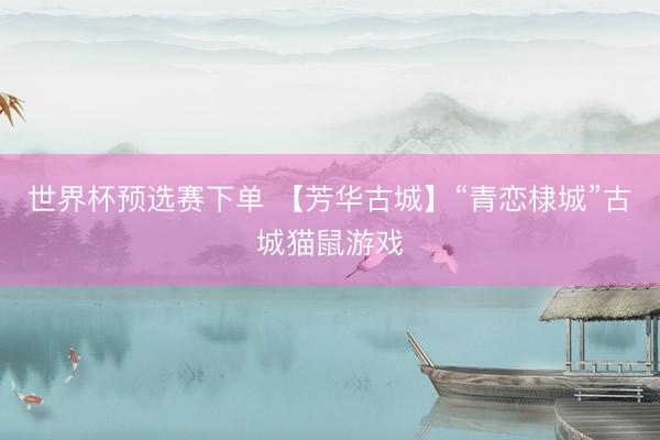 世界杯预选赛下单 【芳华古城】“青恋棣城”古城猫鼠游戏