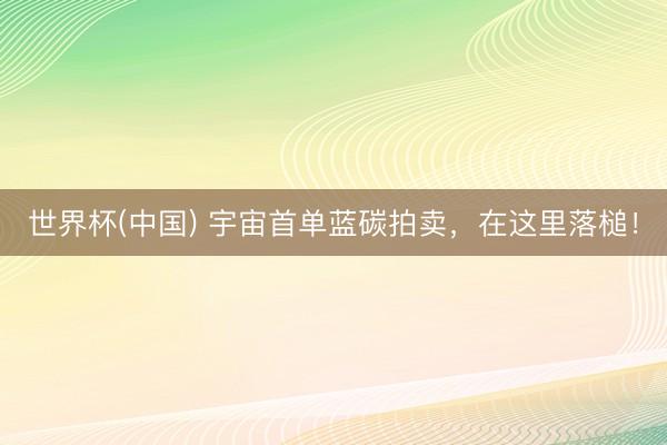 世界杯(中国) 宇宙首单蓝碳拍卖，在这里落槌！