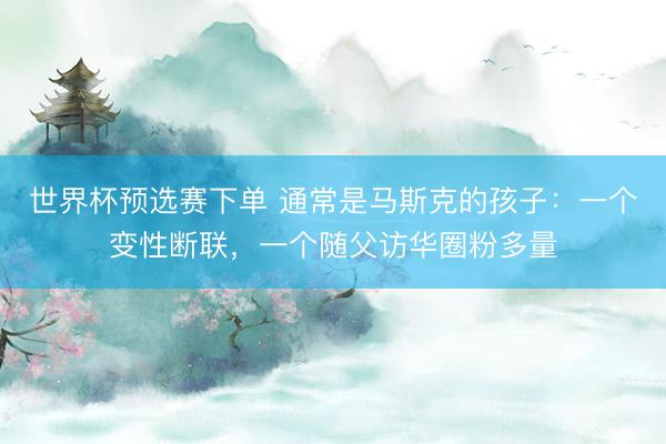 世界杯预选赛下单 通常是马斯克的孩子：一个变性断联，一个随父访华圈粉多量