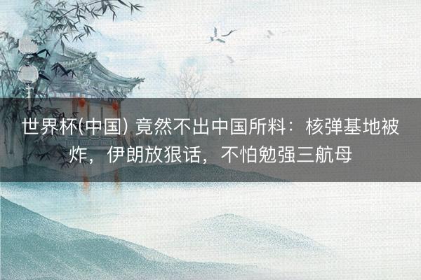世界杯(中国) 竟然不出中国所料：核弹基地被炸，伊朗放狠话，不怕勉强三航母