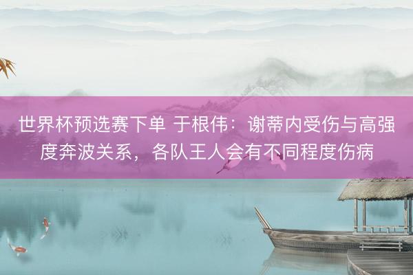 世界杯预选赛下单 于根伟：谢蒂内受伤与高强度奔波关系，各队王人会有不同程度伤病
