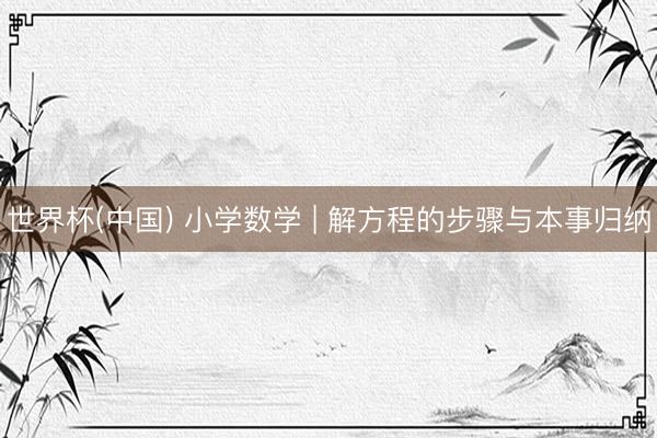 世界杯(中国) 小学数学 | 解方程的步骤与本事归纳