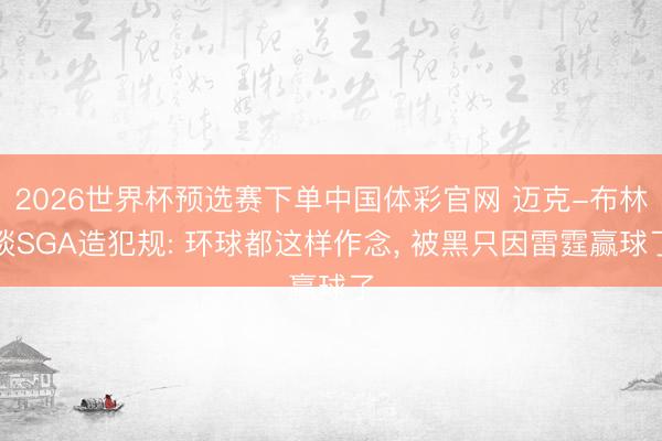 2026世界杯预选赛下单中国体彩官网 迈克-布林谈SGA造犯规: 环球都这样作念, 被黑只因雷霆赢球了