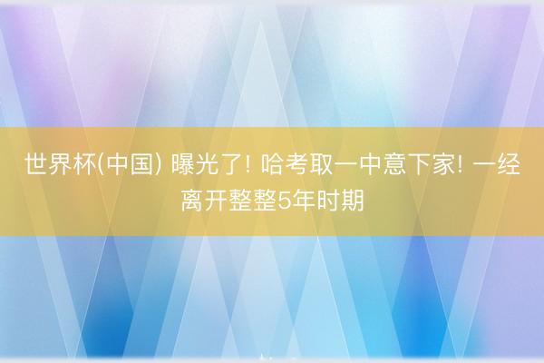 世界杯(中国) 曝光了! 哈考取一中意下家! 一经离开整整5年时期