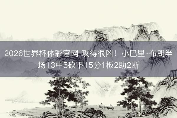 2026世界杯体彩官网 攻得很凶！小巴里·布朗半场13中5砍下15分1板2助2断
