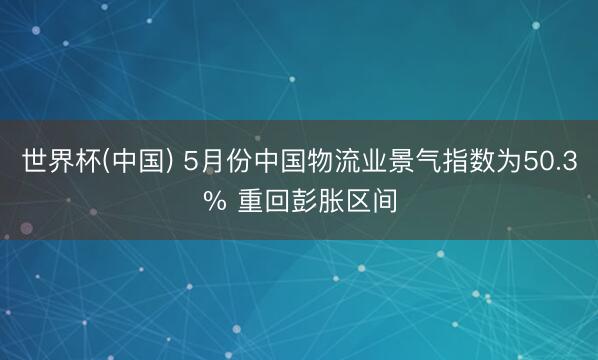 世界杯(中国) 5月份中国物流业景气指数为50.3% 重回彭胀区间