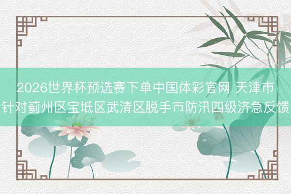 2026世界杯预选赛下单中国体彩官网 天津市针对蓟州区宝坻区武清区脱手市防汛四级济急反馈
