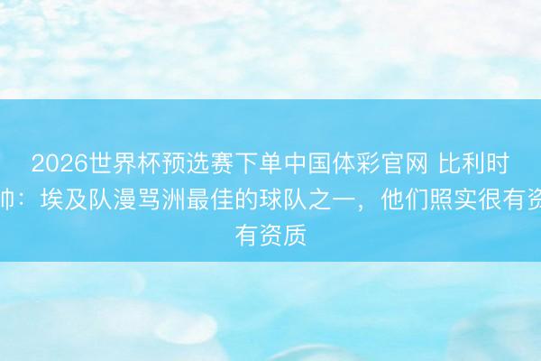 2026世界杯预选赛下单中国体彩官网 比利时主帅：埃及队漫骂洲最佳的球队之一，他们照实很有资质