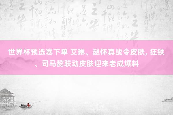 世界杯预选赛下单 艾琳、赵怀真战令皮肤， 狂铁、司马懿联动皮肤迎来老成爆料